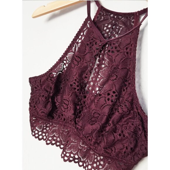 NEW Aerie High Neck Lace Bralette M Keyhole Stretch Comfort Lounge Sexy Romantic - Picture 14 of 16